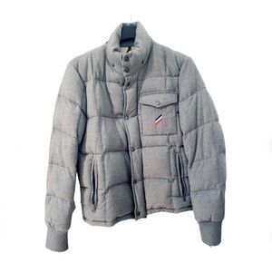 Moncler Cezanne Grey Wool Goose Down Puffer Jacket Size 3